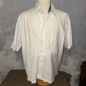 VINTAGE Henry Grethel Men's Stripe‎ Button Front Shirt Long Sleeve XL